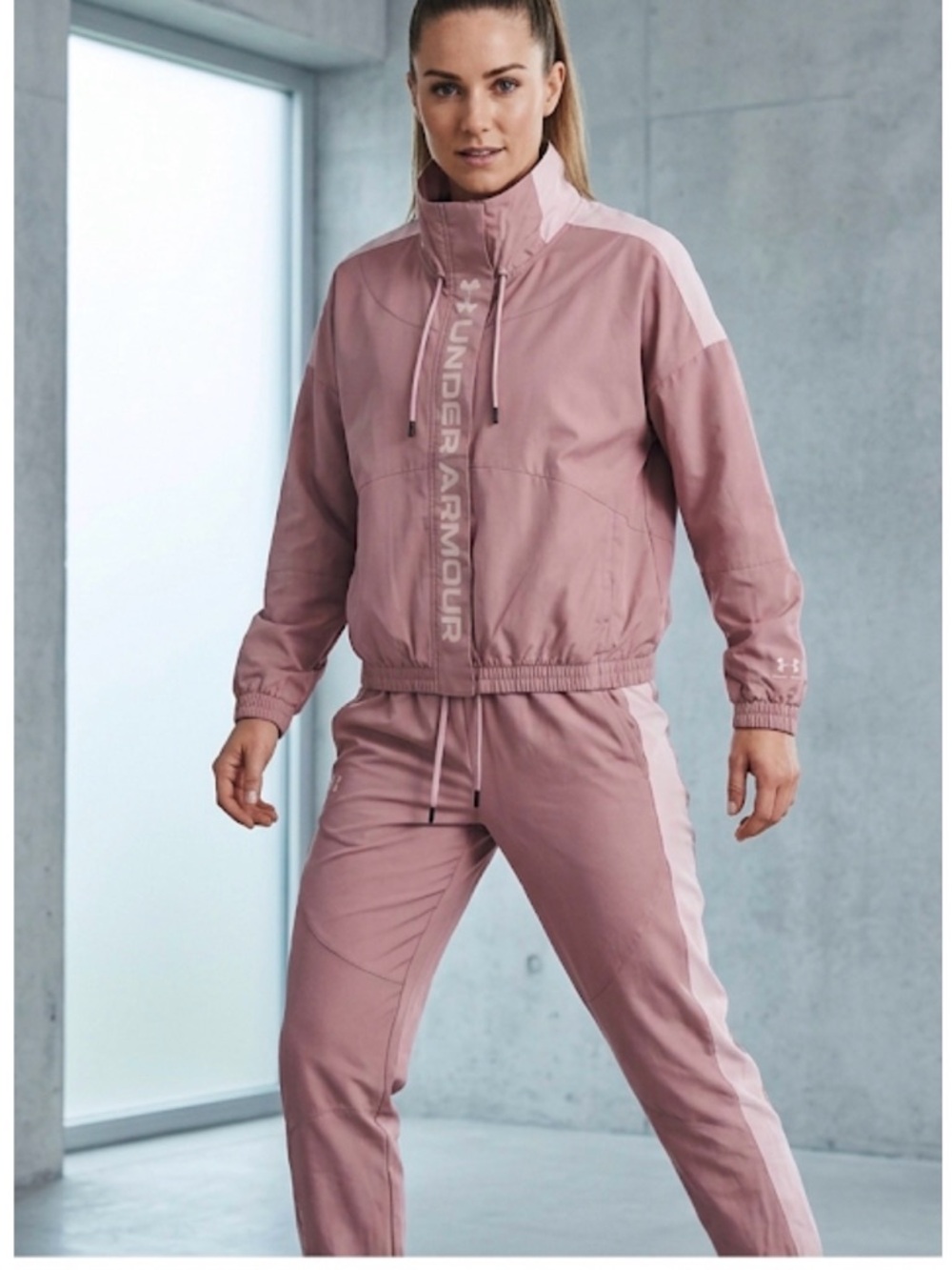 UNDER ARMOUR Hooded 2-pc Tracksuit Women's XL Pink White